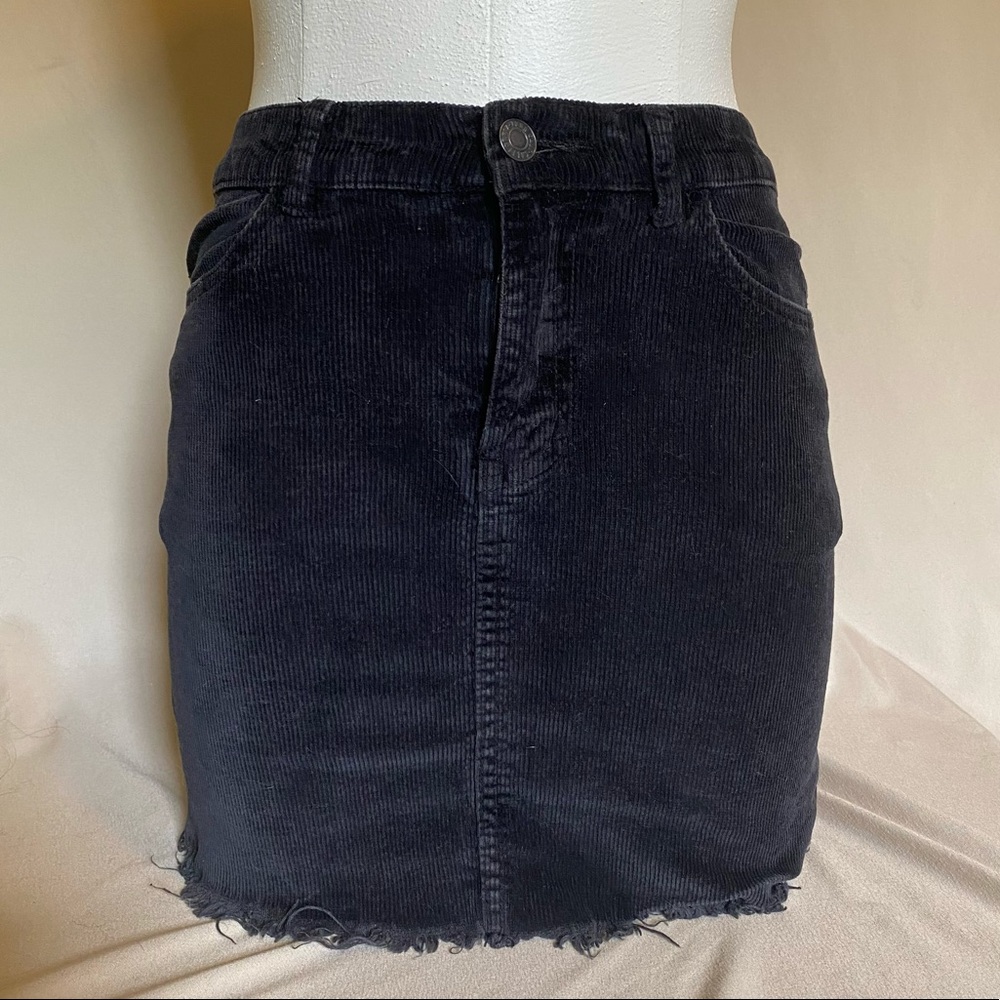 Velvet Ribbed Mini Skirt